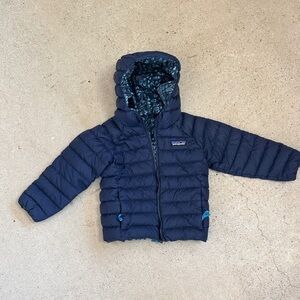 Patagonia Dark Blue Hooded Puffer Jacket